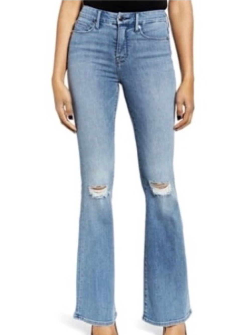 Good American good Flare Jeans Distressed raw hem size 14